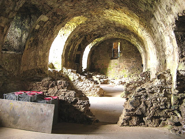Dirleton Castle - vaulted basement