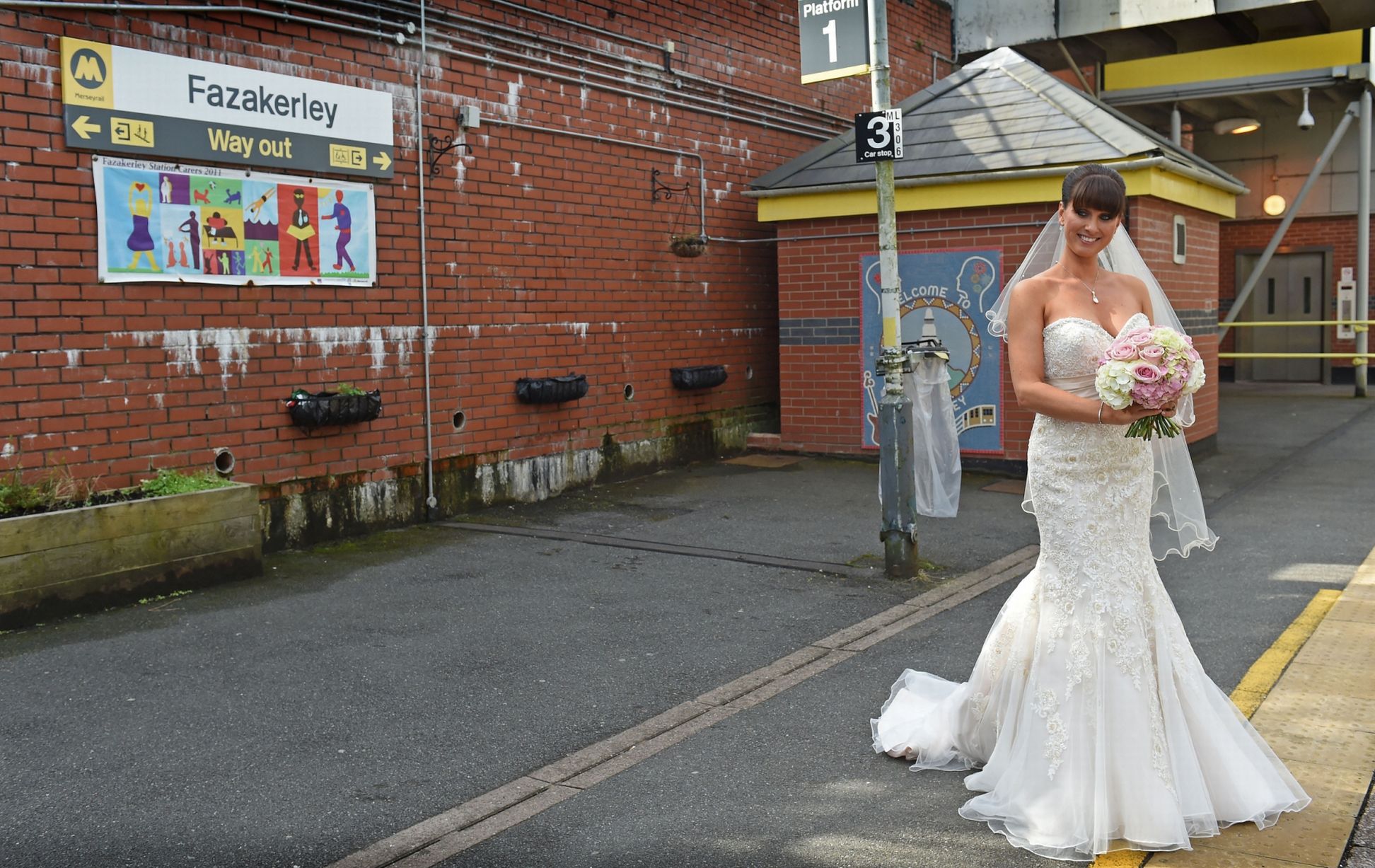Bride at Fazakerley station